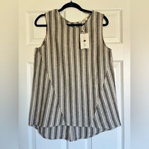 Simply Noelle Black and Cream Striped Sleeveless Tank